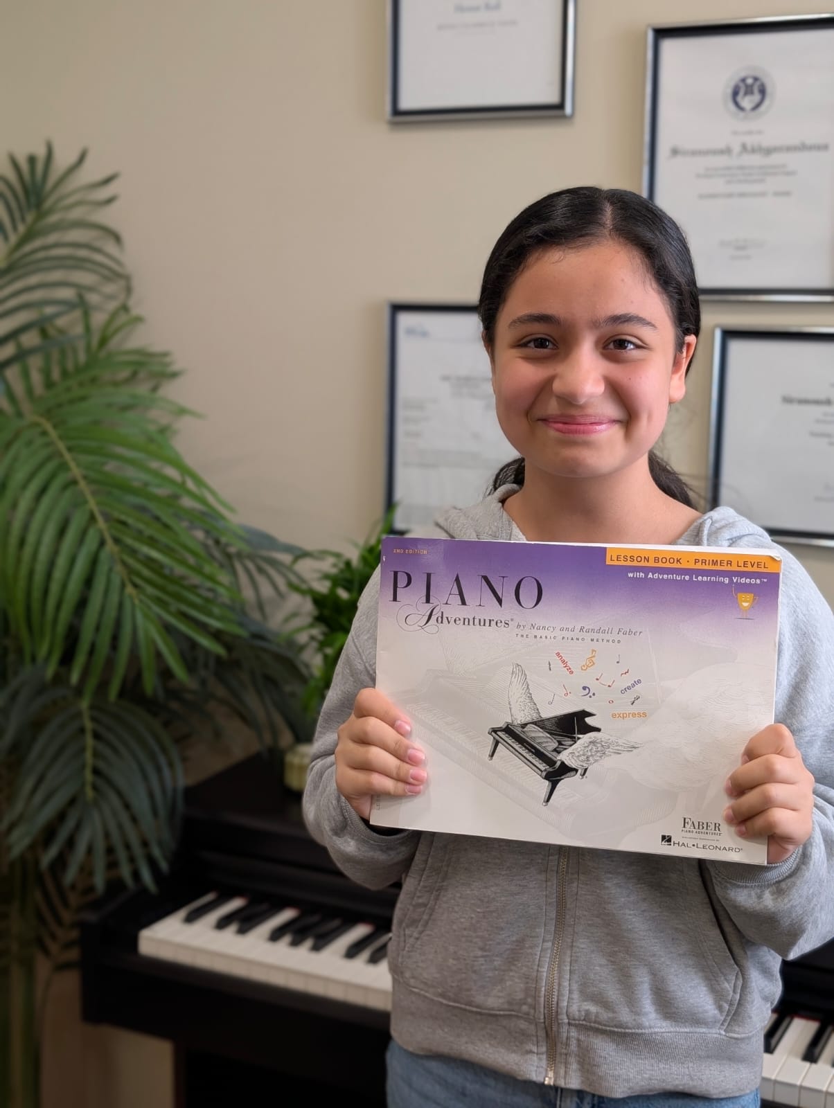 Student with completed book