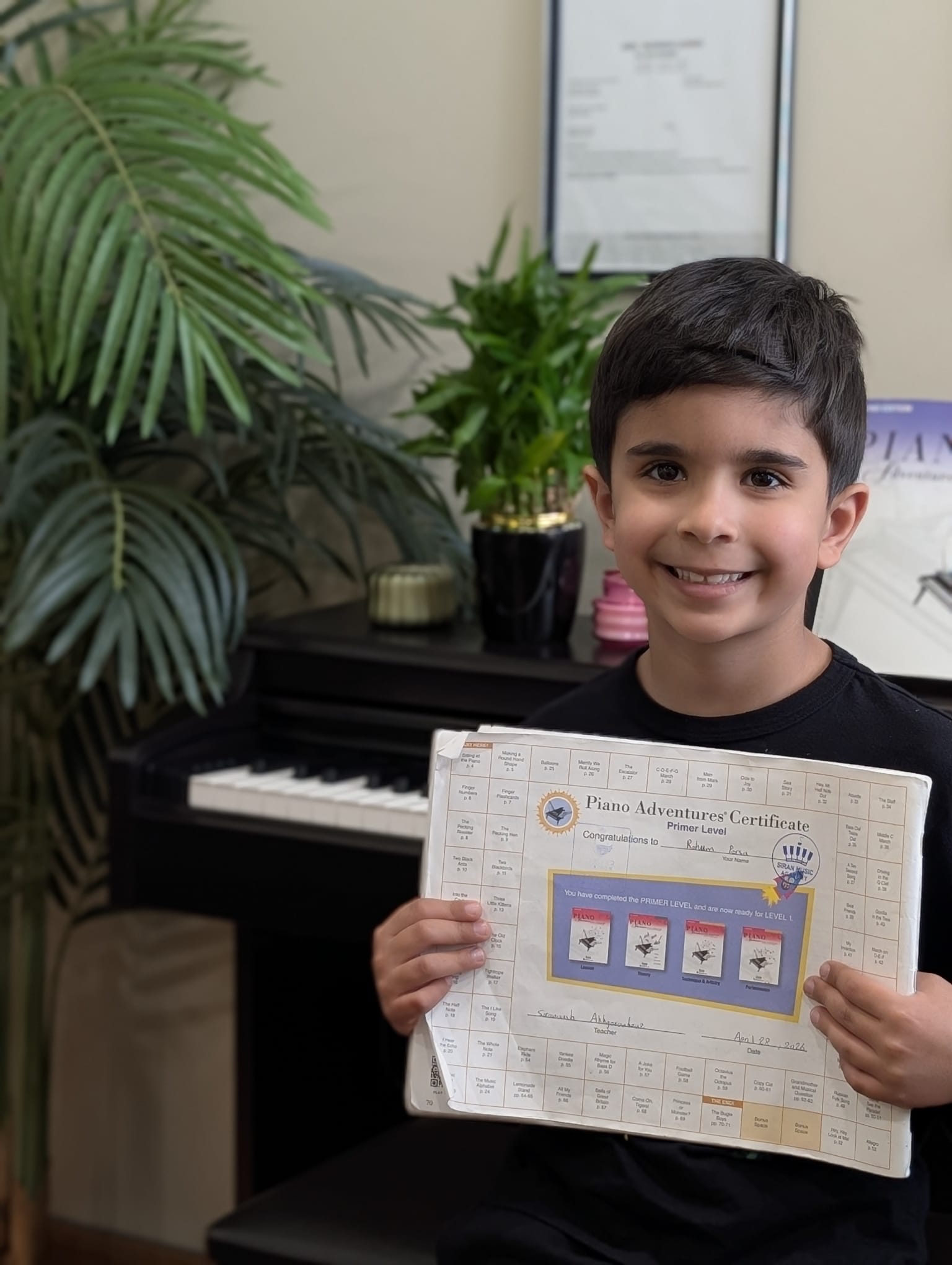 Student with completed book