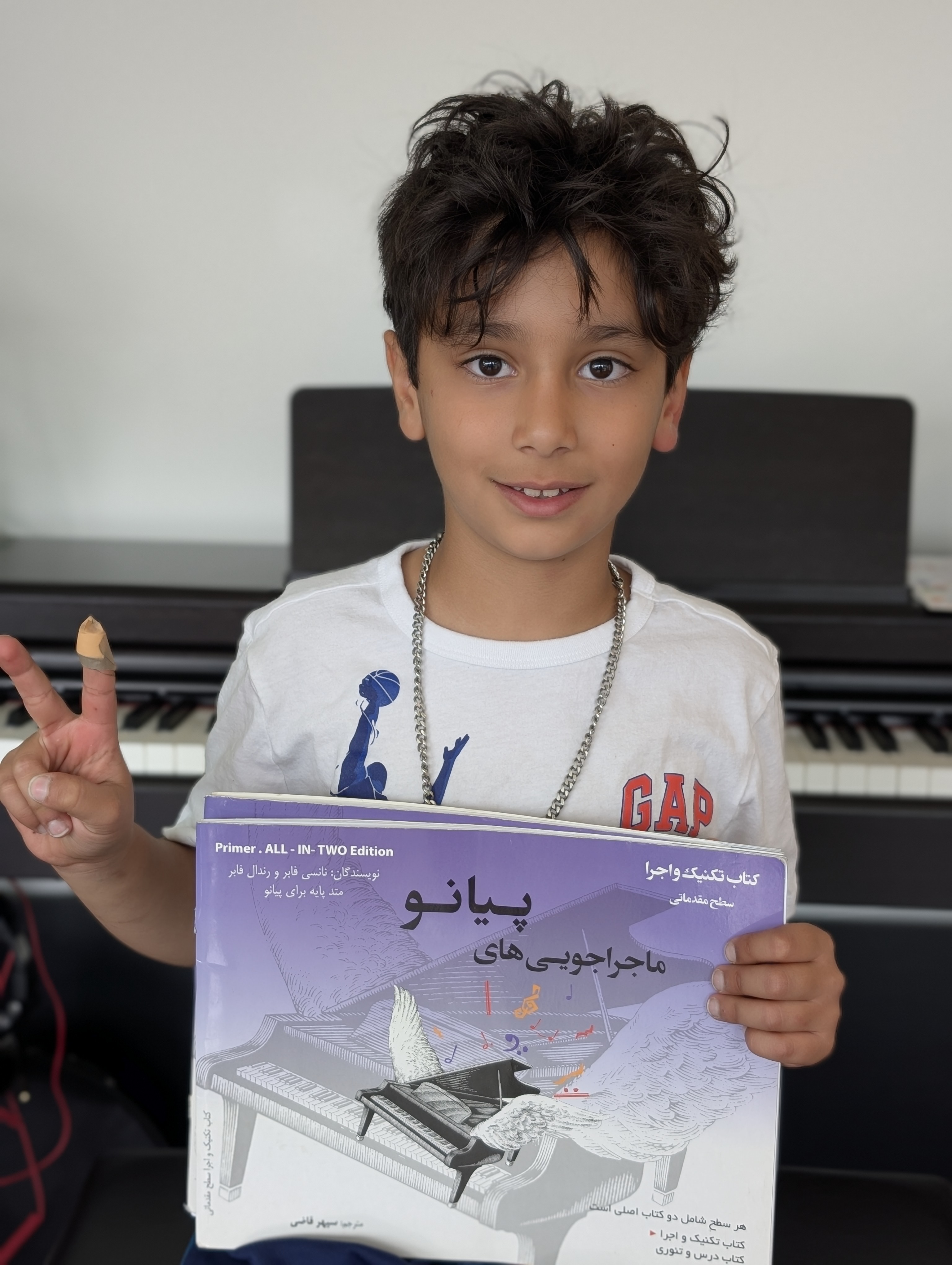 Student with completed book