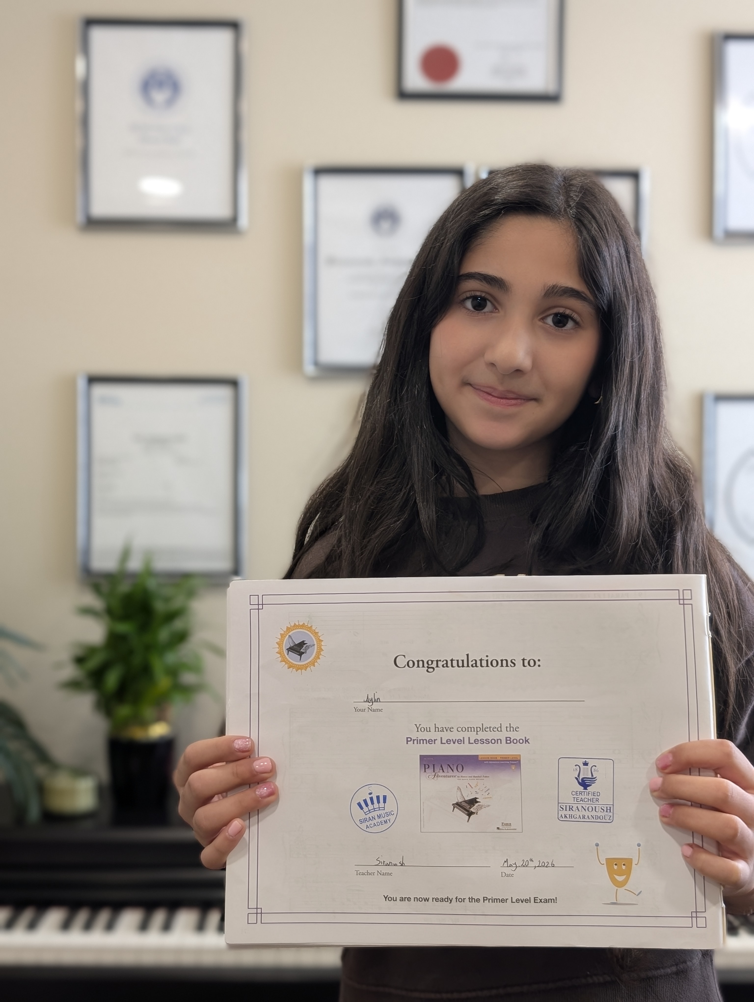 Student with completed book