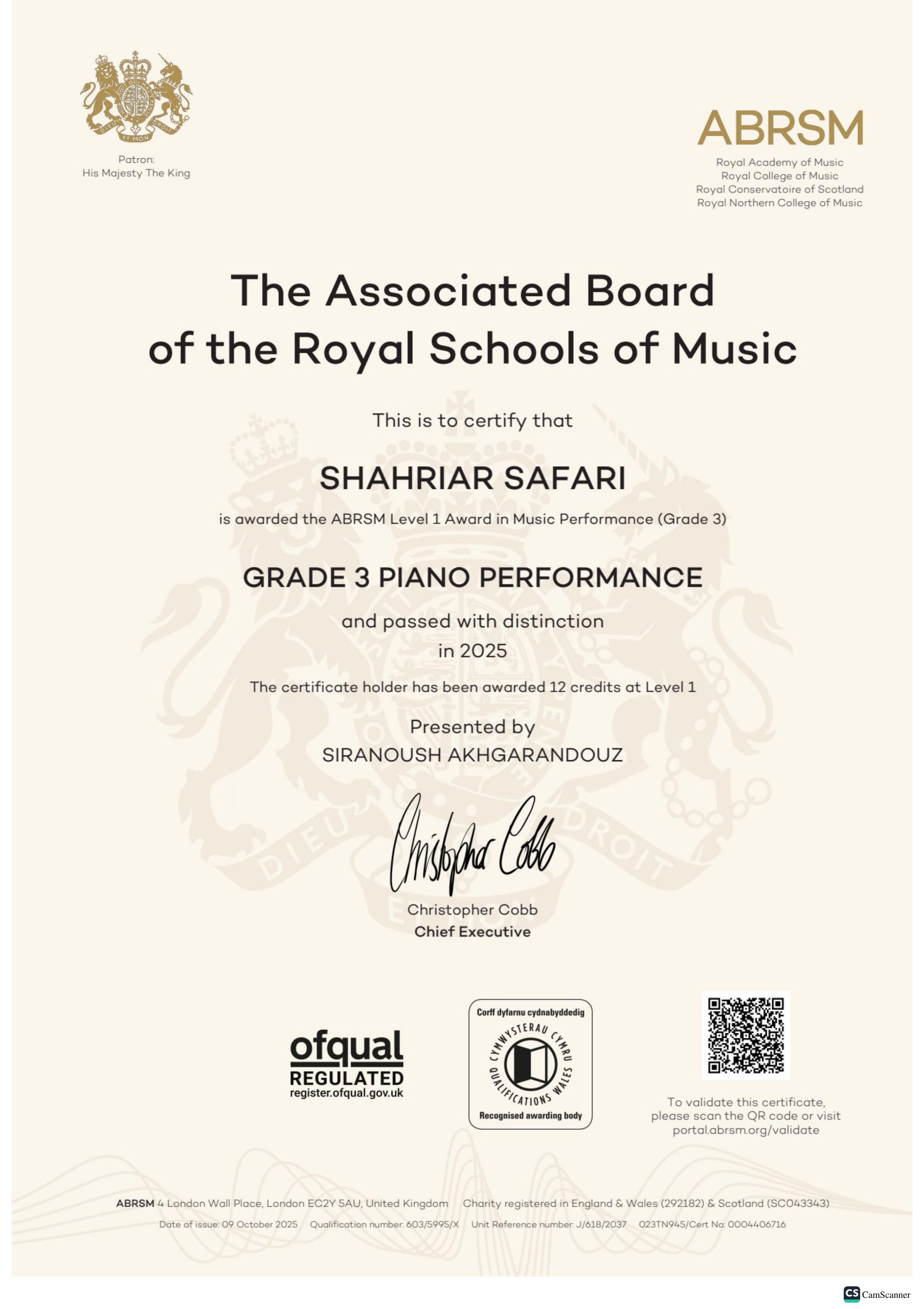 Shahriar Safari - ABRSM Grade 3 Piano Certificate