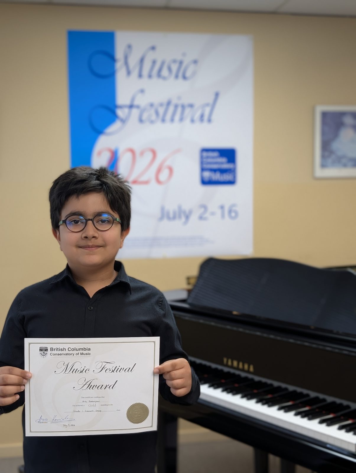 Music Festival Award, BC Conservatory of Music Music Festival 2026